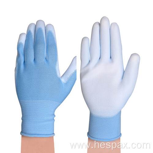 Hespax OEM 13g Polyester PU Anti-static Working Gloves